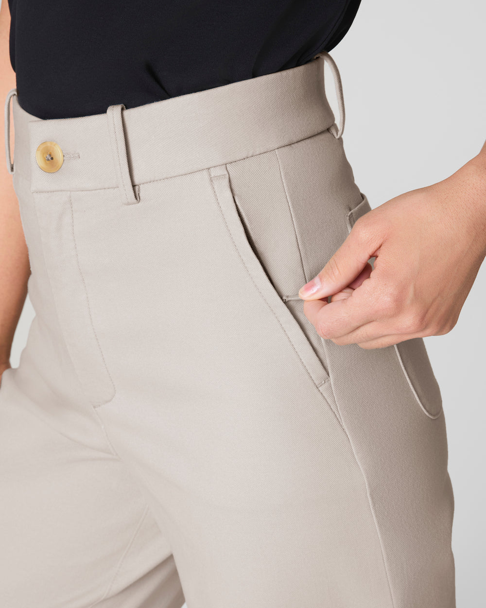 Tummy Control Stretch Twill Wide Leg Pant