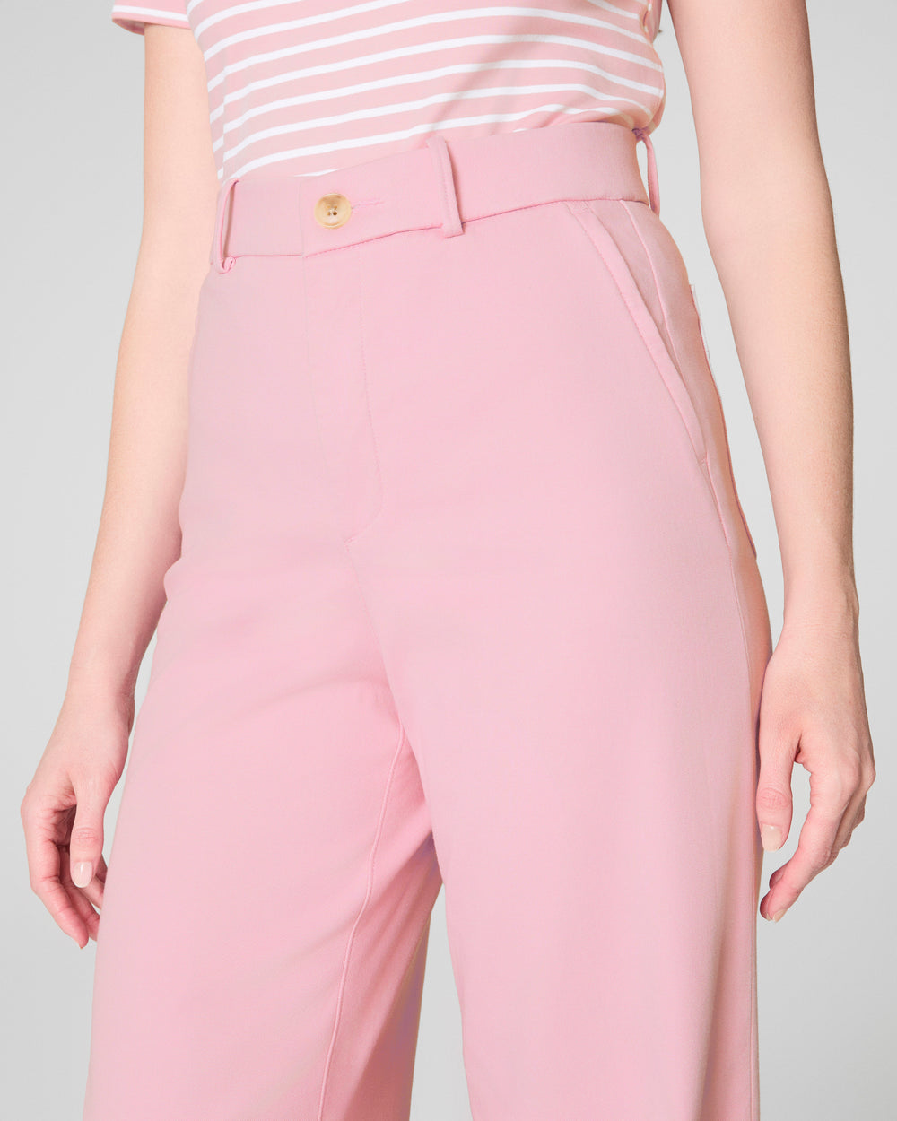 Tummy Control Stretch Twill Wide Leg Pant