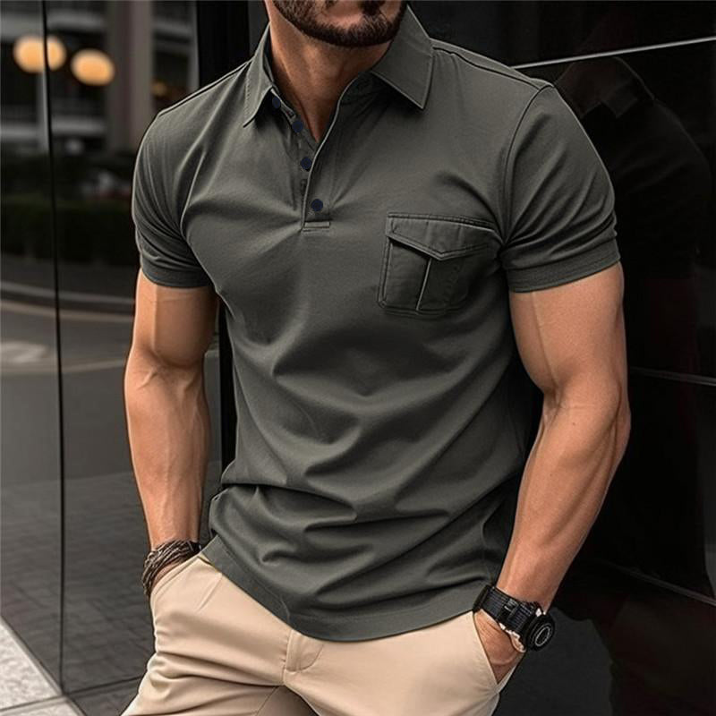 [CLEARANCE]Men's Casual Slim Lapel Short Sleeve Polo Shirt 18107009M