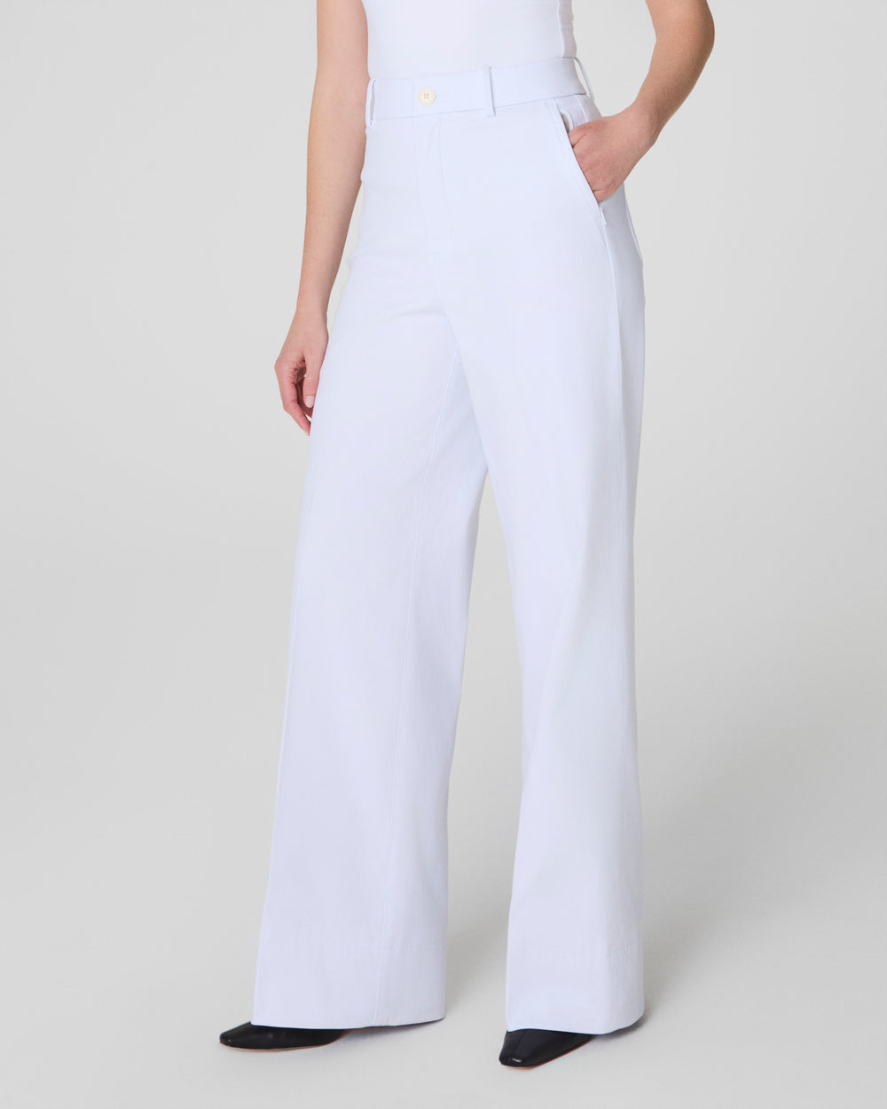 Tummy Control Stretch Twill Wide Leg Pant