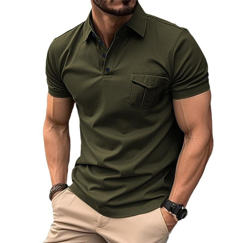 [CLEARANCE]Men's Casual Slim Lapel Short Sleeve Polo Shirt 18107009M
