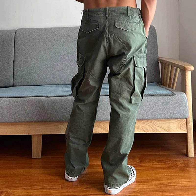 [24-hour shipping out]Men's Loose Large Pocket Wear-resistant Cargo Paratrooper Pants 35879567Z