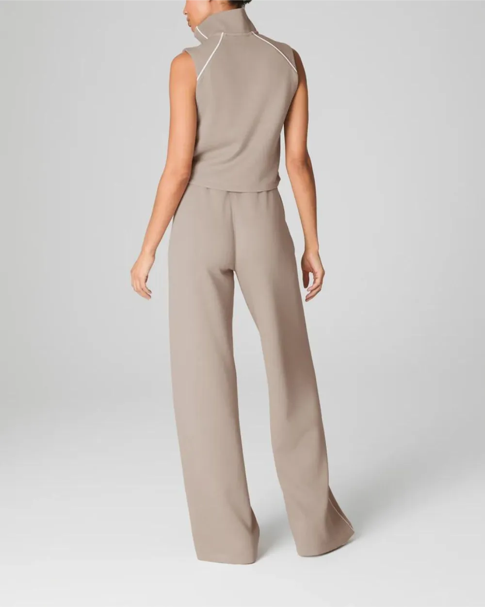 AirEssentials Pique Sleeveless Mockneck Jumpsuit