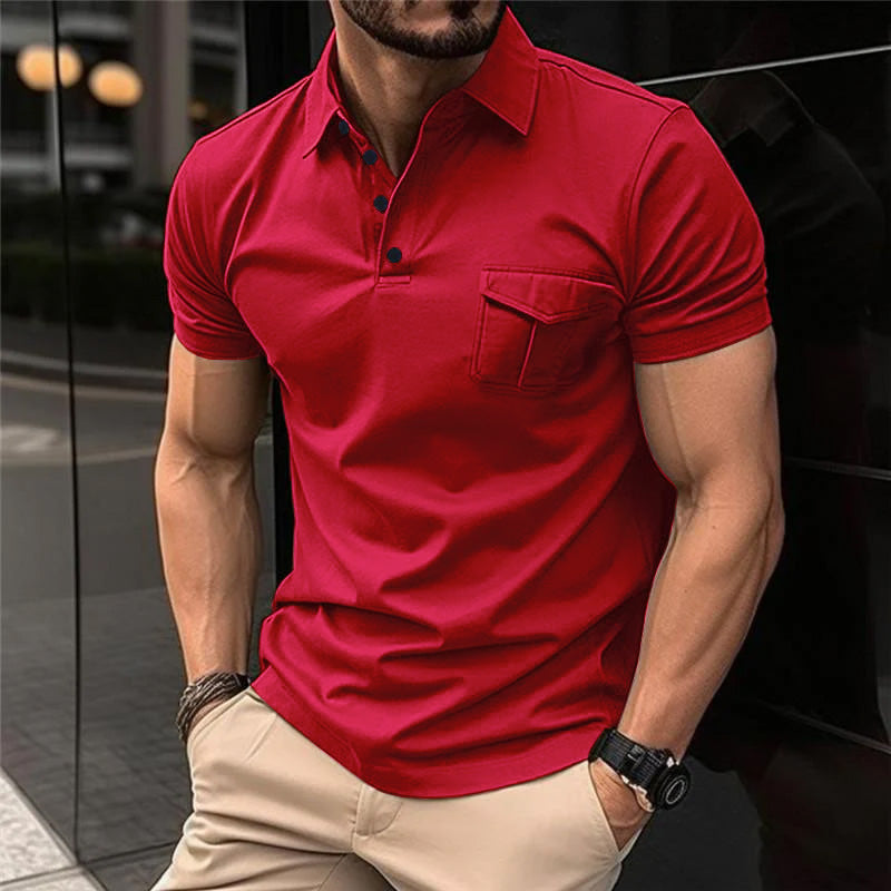[CLEARANCE]Men's Casual Slim Lapel Short Sleeve Polo Shirt 18107009M