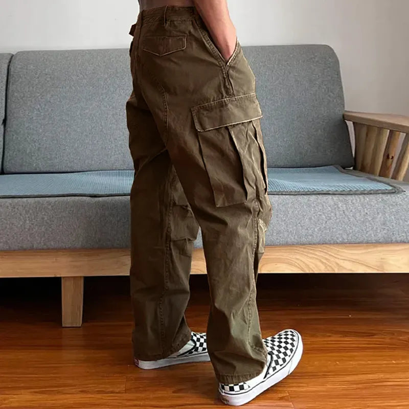 [24-hour shipping out]Men's Loose Large Pocket Wear-resistant Cargo Paratrooper Pants 35879567Z