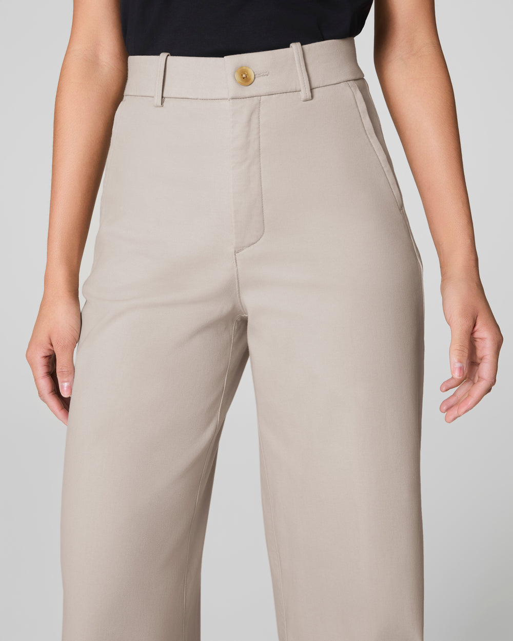 Tummy Control Stretch Twill Wide Leg Pant