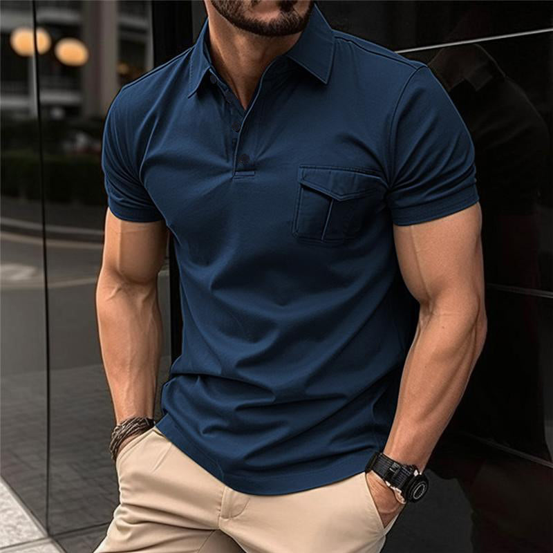 [CLEARANCE]Men's Casual Slim Lapel Short Sleeve Polo Shirt 18107009M