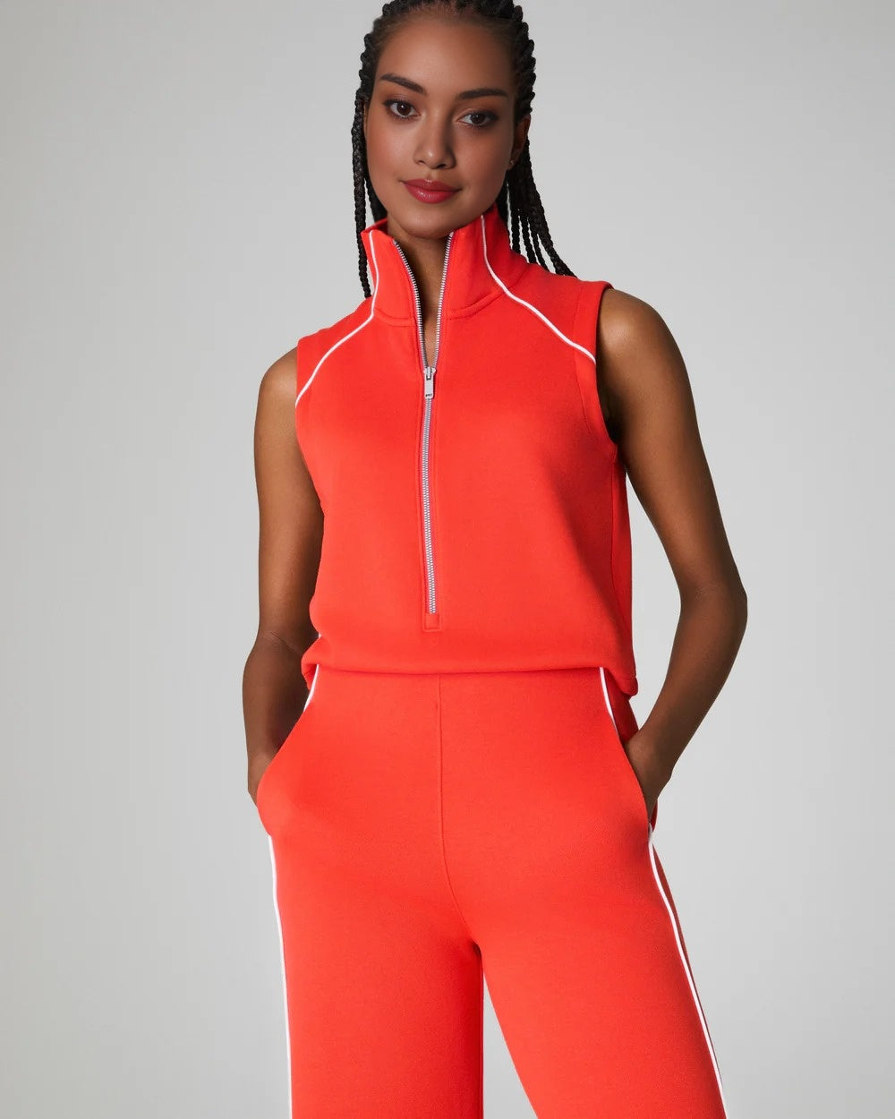 AirEssentials Pique Sleeveless Mockneck Jumpsuit