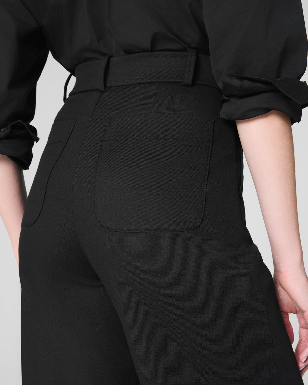 Tummy Control Stretch Twill Wide Leg Pant