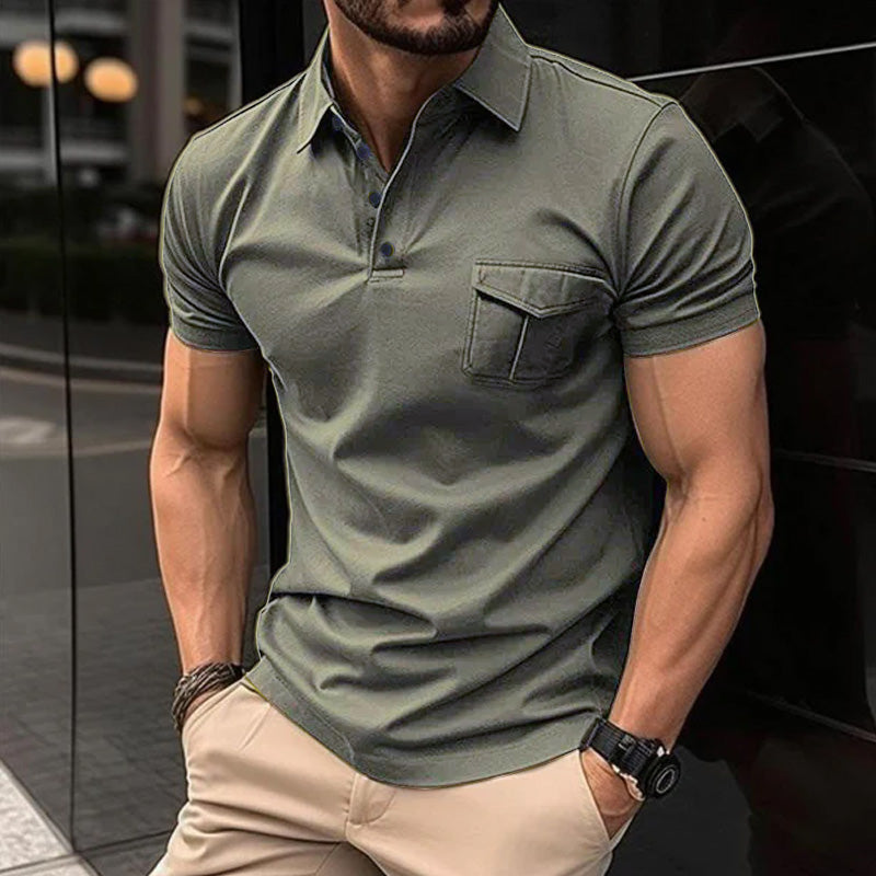 [CLEARANCE]Men's Casual Slim Lapel Short Sleeve Polo Shirt 18107009M