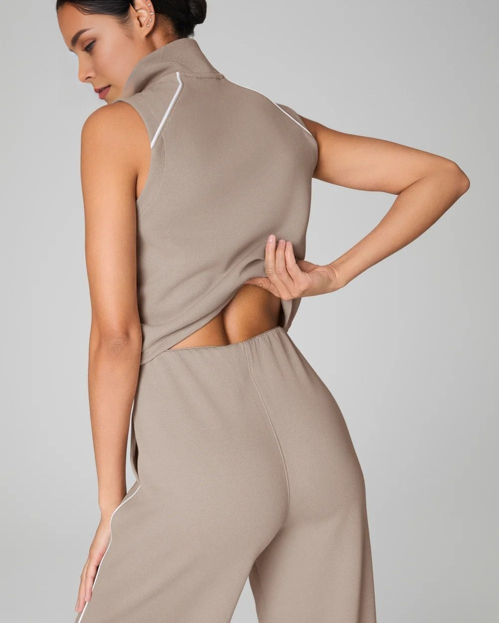 AirEssentials Pique Sleeveless Mockneck Jumpsuit