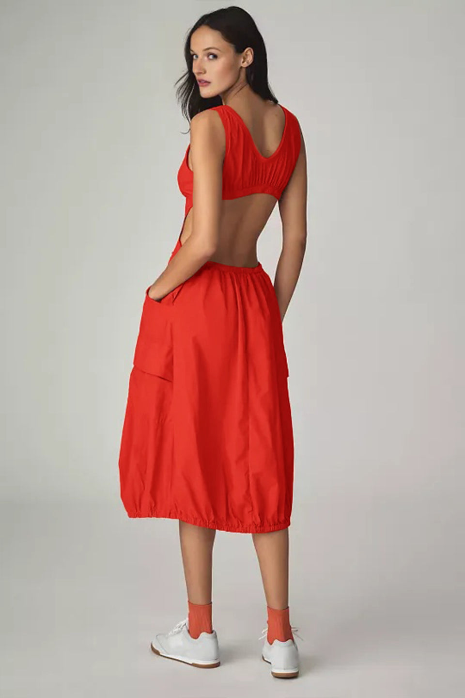 Daily Practice Fastpack Bubble-Hem Midi Dress