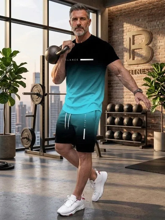 Summer Sale-Men's Gradient Fitness 2-Piece Set