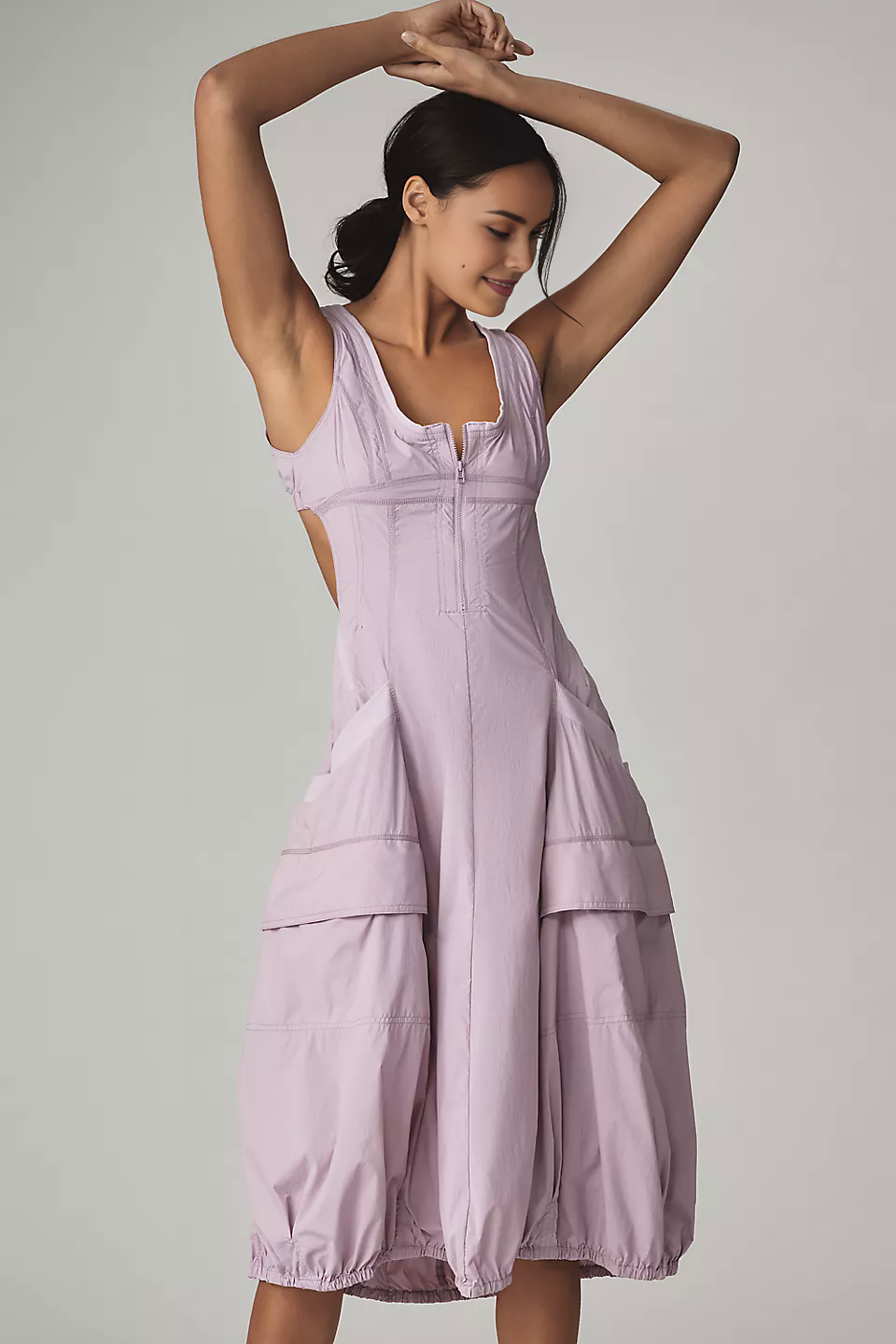 Daily Practice Fastpack Bubble-Hem Midi Dress