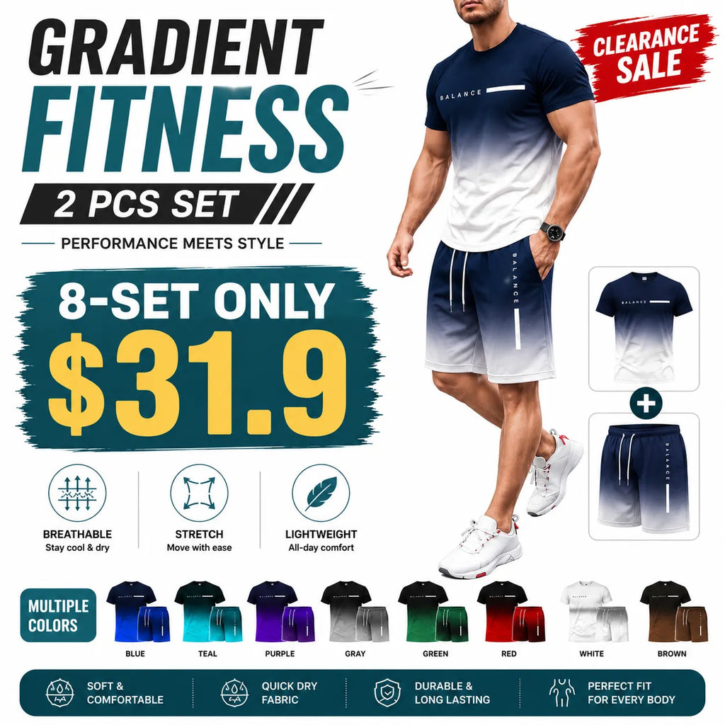 Summer Sale-Men's Gradient Fitness 2-Piece Set