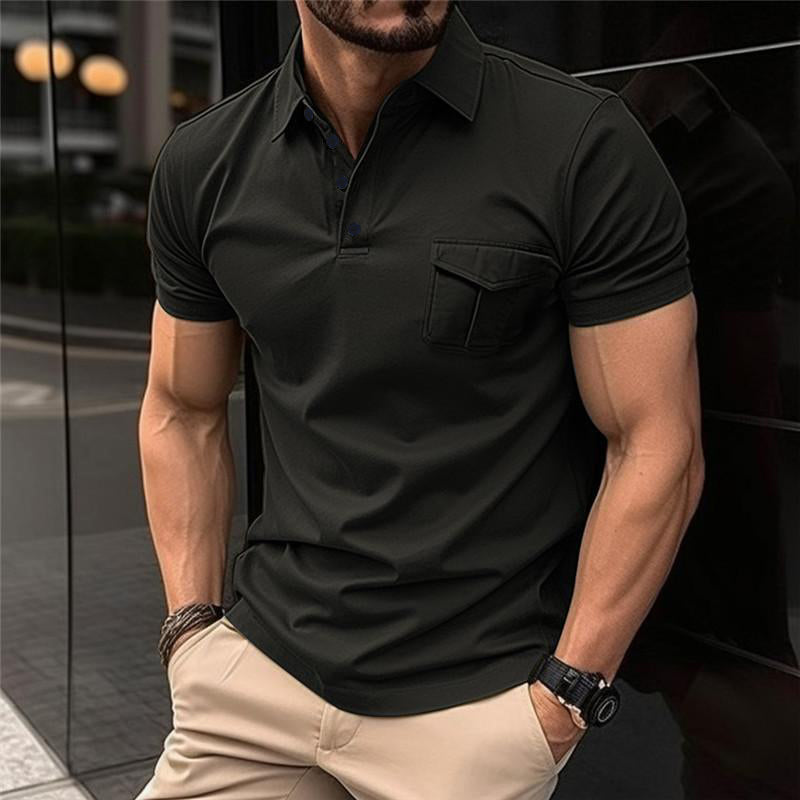 [CLEARANCE]Men's Casual Slim Lapel Short Sleeve Polo Shirt 18107009M