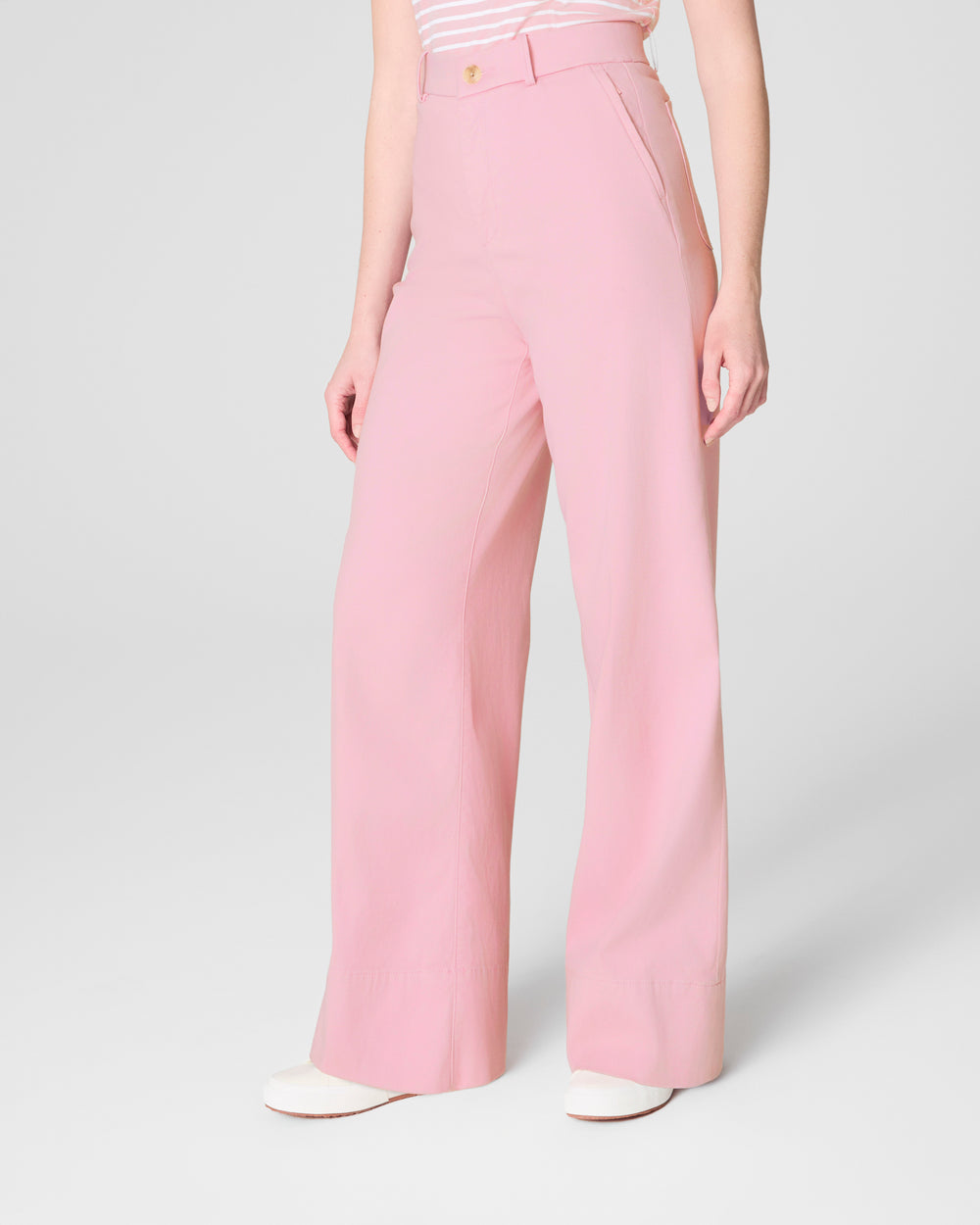 Tummy Control Stretch Twill Wide Leg Pant