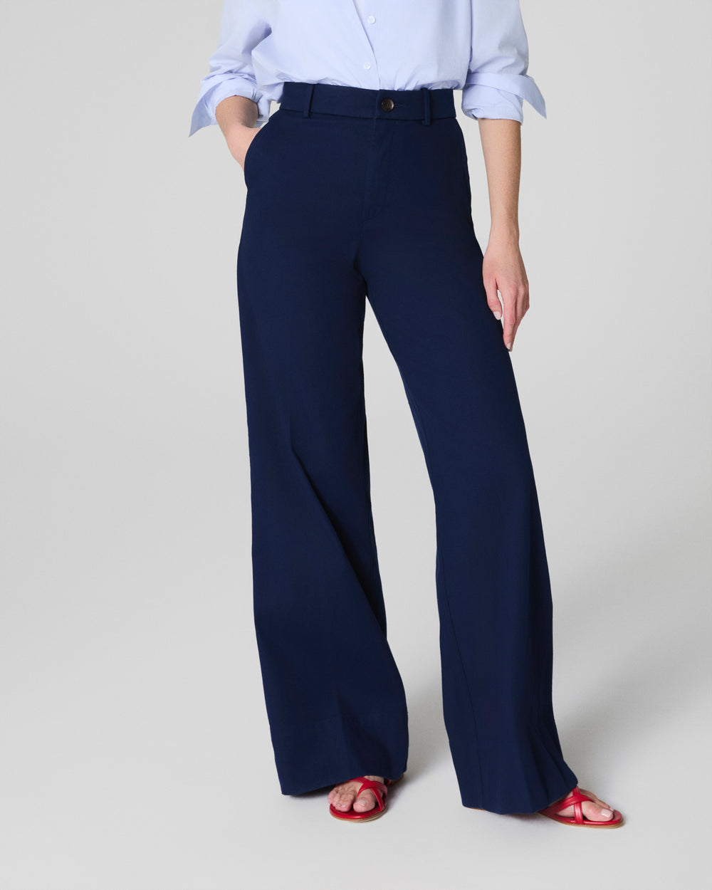 Tummy Control Stretch Twill Wide Leg Pant