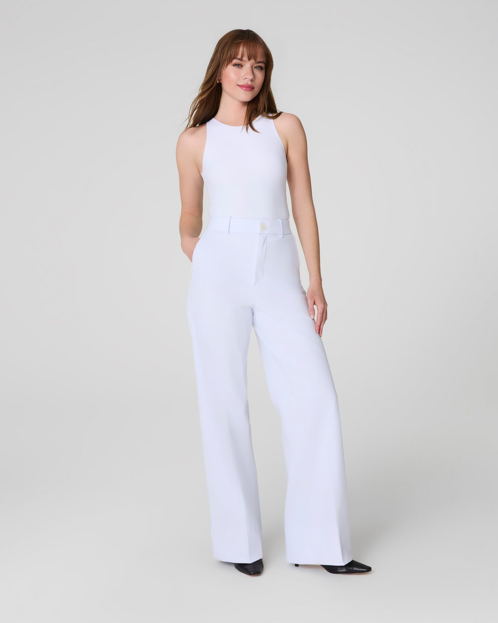 Tummy Control Stretch Twill Wide Leg Pant