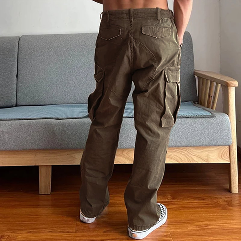 [24-hour shipping out]Men's Loose Large Pocket Wear-resistant Cargo Paratrooper Pants 35879567Z