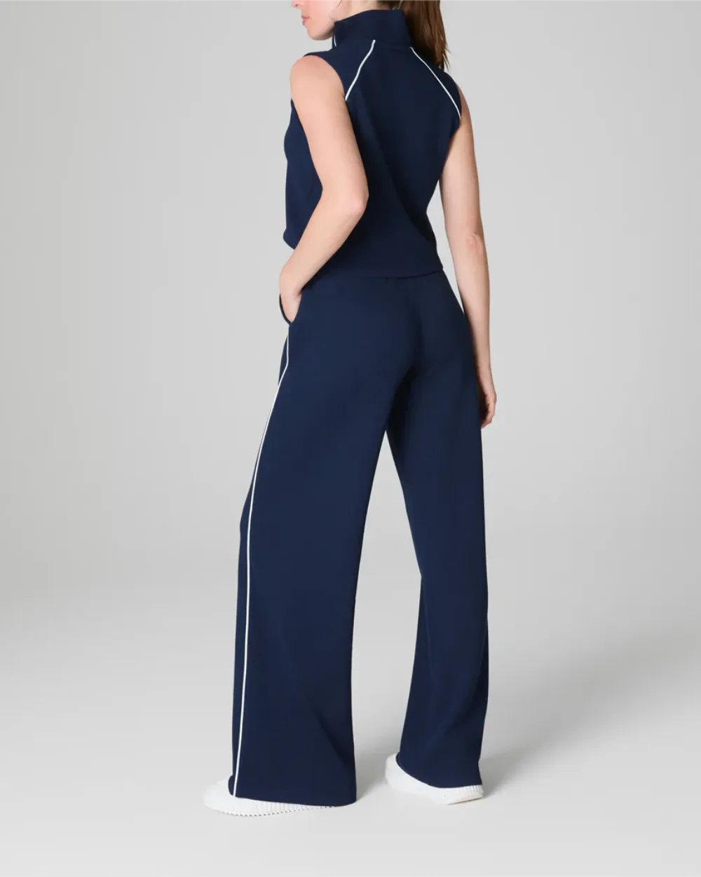 AirEssentials Pique Sleeveless Mockneck Jumpsuit